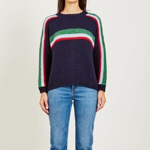 XIRENA Apres Ski Blue Striped Crew Neck Sweater Size S